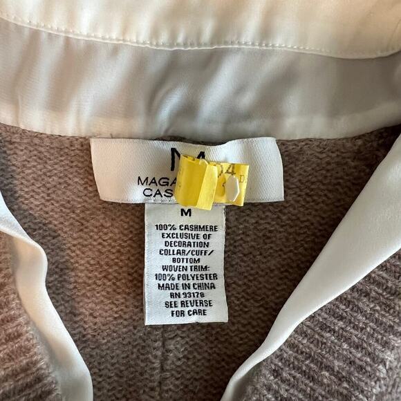 Magaschoni Cashmere sweater Size medium color pebble heather/ivory - Picture 10 of 12